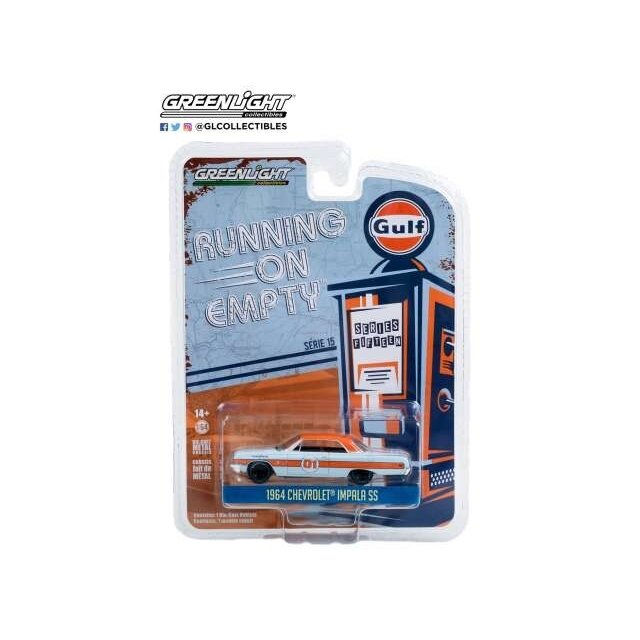 Greenlight Modeliukas 1964 Chevrolet Impala SS Gulf Oil *Running on Empty Series 15*, blue/orange