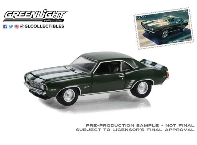 GreenLight Modeliukas 1969 Chevrolet Camaro Z/28 United States Postal Service (USPS) *2022 Pony Car Stamp Collection by Artist Tom Fritz*