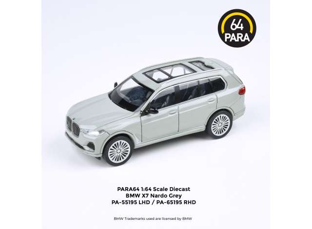 Para64 Modeliukas BMW X7 *Left Hand Drive*, nardo grey (cars in a deluxe Acrylic window box) (yra Sandėlyje)