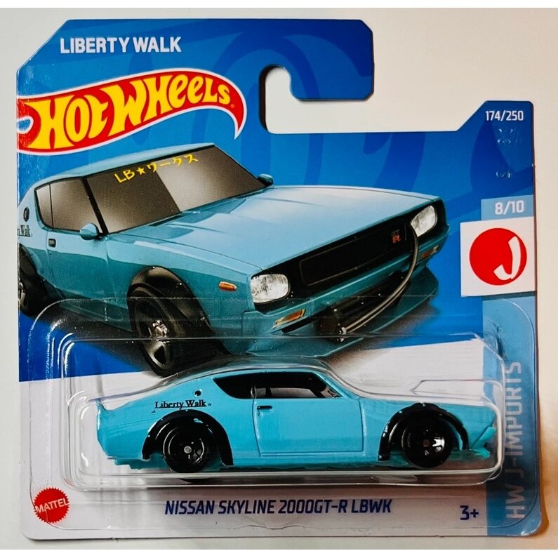 KORTELĖ 5/10!!!   Hot Wheels Mainline Modeliukas Nissan Skyline 2000GT-R LBWK light blue (yra Sandėlyje)