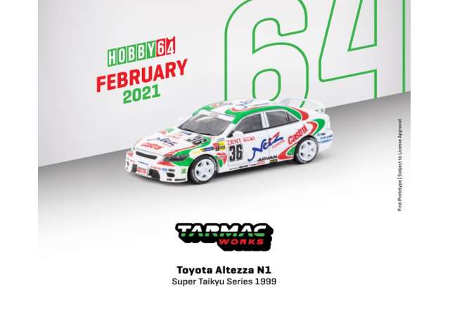 PRE-ORD3R Tarmac Modeliukas 1/64 1999 Toyota Altezza #36 N1 Super Taikyu Series, white/green