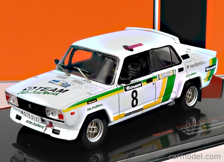 PRE-ORD3R IXO Models Modeliukas 1/43 1986 Lada 2105 VFTS #8 V.Blahna/P.Schovanek Rallye Valašskaá Zima, white