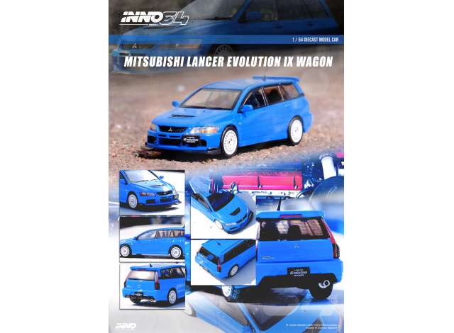 PRE-ORD3R Inno64 Modeliukas Mitsubishi Lancer Evolution IX Wagon, blue