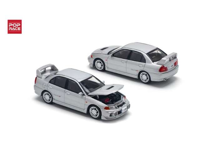 PRE-ORD3R Pop Race Modeliukas 1/64 Mitsubishi Lancer Evolution IV, steel silver