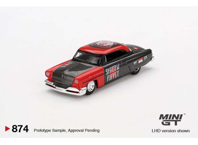 PRE-ORD3R Mini GT Modeliukas 1/64 1954 Lincoln Capri Hot Rod Shadow Puppet, black/red