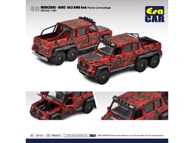 Era Car Modeliukas Mercedes Benz G63 AMG 6X6 Flame Camouflage, red