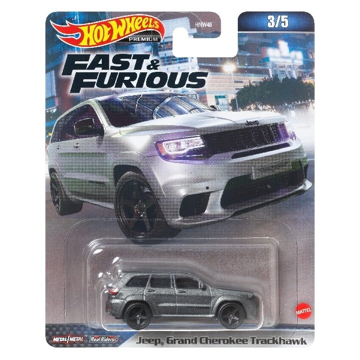 Hot Wheels Premium Fast and Furious Modeliukas Jeep, Grand Cherokee Trackhawk Grey (yra Sandėlyje)