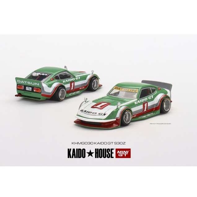 Mini GT Kaido House Modeliukas Datsun Kaido Fairlady Z Kaido GT V1, green/white/red (yra Sandėlyje)