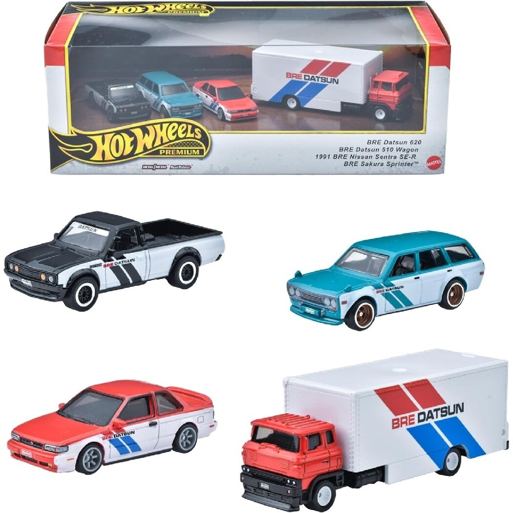 Hot Wheels Premium Diorama Modeliukas BRE Datsun Ride (Datsun 620, 510 Wagon, Nissan Sentra SE-R,Sakura Sprinter) (yra Sandėlyje)