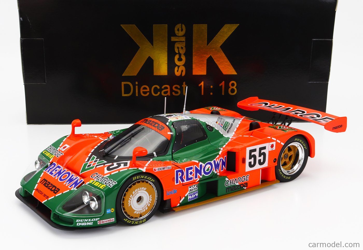 PRE-ORD3R KK Scale Modeliukas 1/18 1991 Mazda 787B #55 Winner Le Mans, orange/green