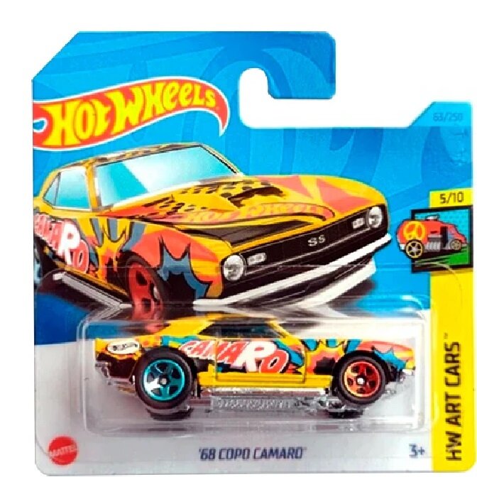 Hot Wheels Mainline Modeliukas 68 Copo Camaro yellow (yra Sandėlyje)