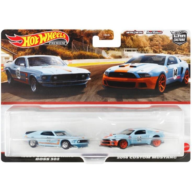 Hot Wheels Premium 2-pack Modeliukas 2014 Ford Mustang Custom & 1969 Ford Mustang Boss 302