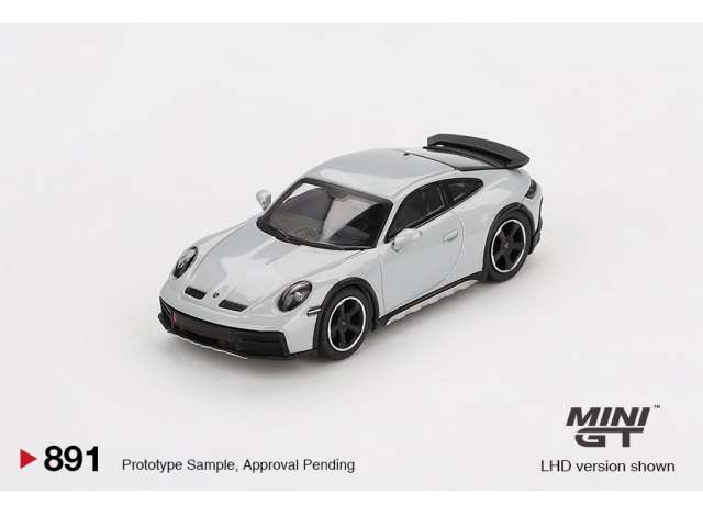 PRE-ORD3R Mini GT Modeliukas 1/64 2023 Porsche 911 (992) Dakar Ice, grey metallic