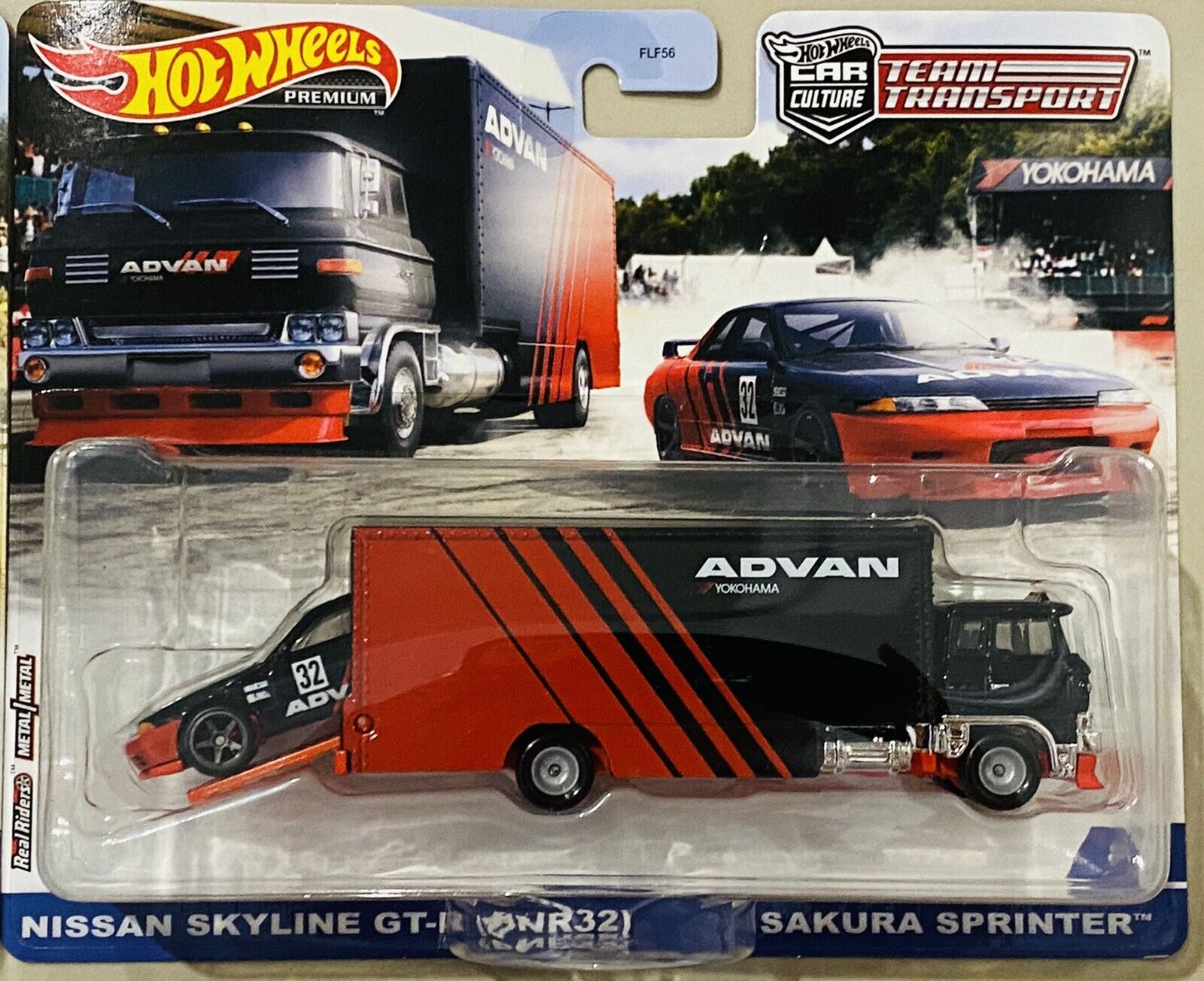 Hot Wheels Premium Team Transport Modeliukas Sakura Sprinter *Advan* & Nissan Skyline GT-R