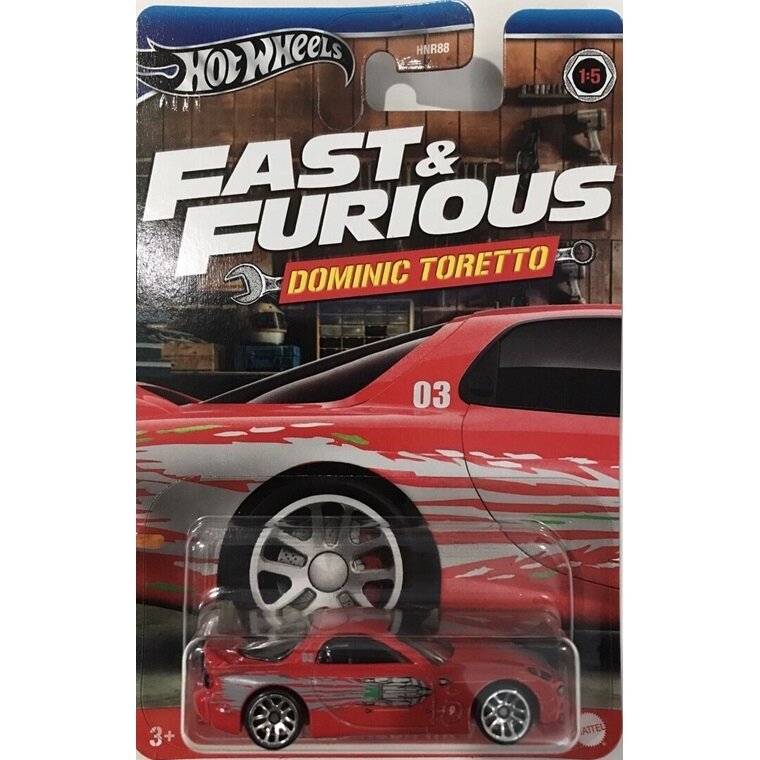 SKILĘS BLISTERIS!!!   Hot Wheels Mainline Fast and Furious Best of Dominic Toretto Modeliukas 1995 Mazda RX-7 red