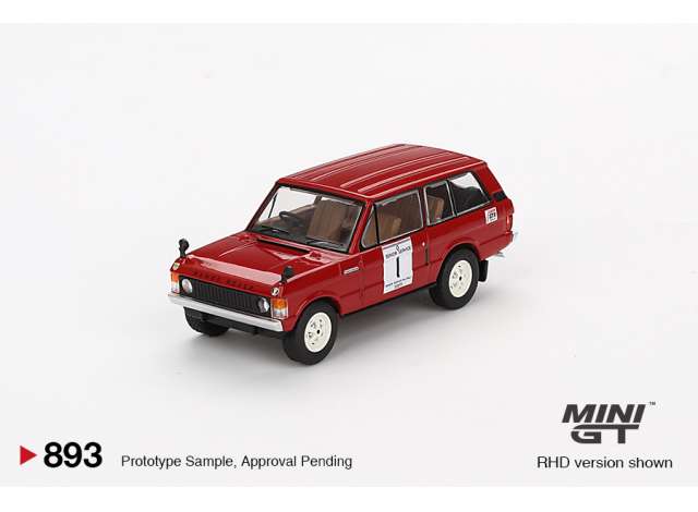 Mini GT Modeliukas 1/64 1971 Land Rover Range Rover #1 Winner International Hill Rally, red