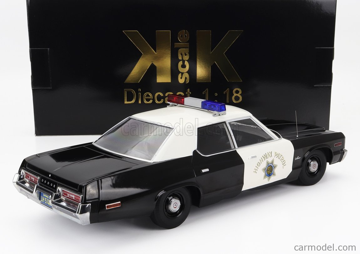 PRE-ORD3R KK Scale Modeliukas 1/18 1974 Dodge Monaco *California Highway Patrol*, white/black