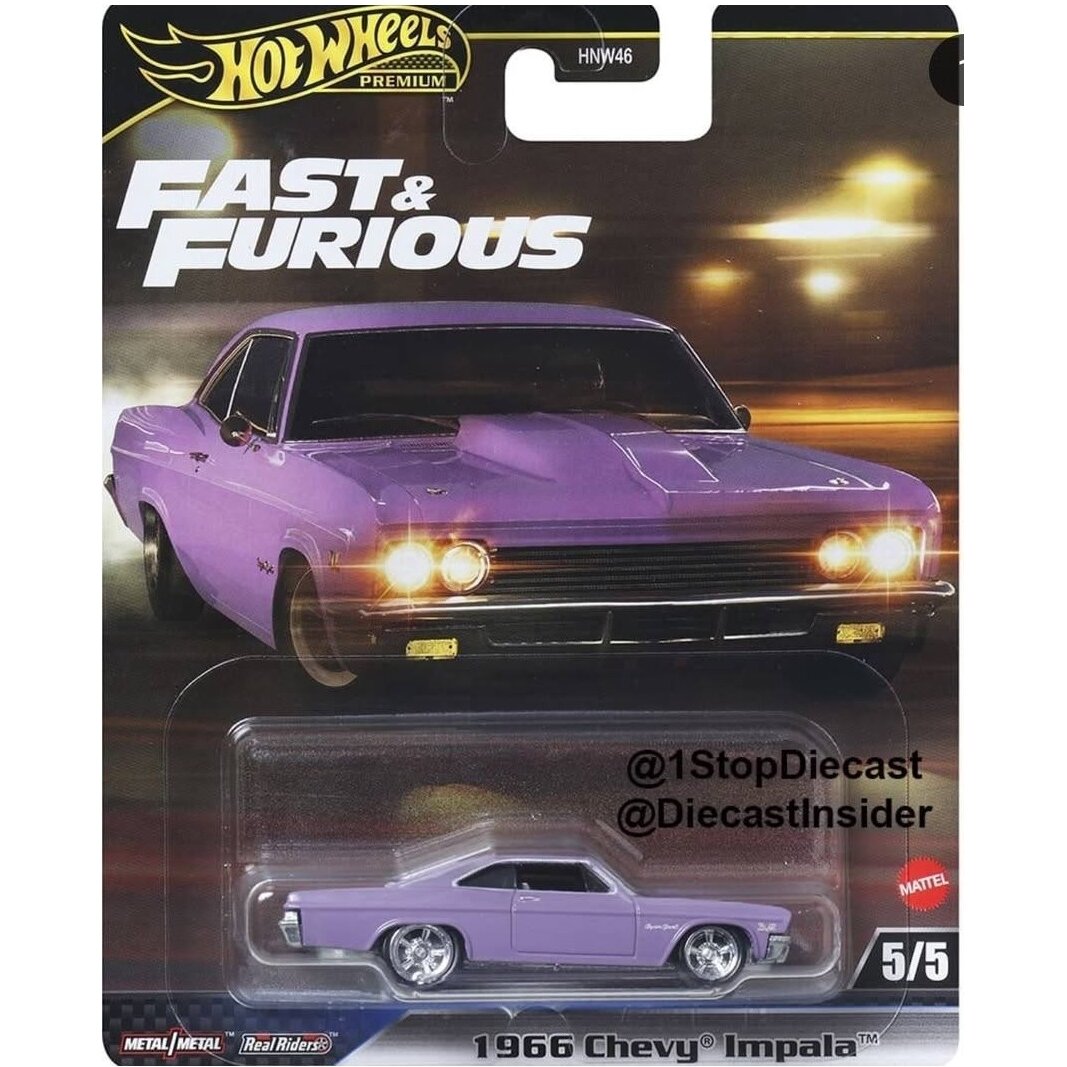PRE-ORDER Hot Wheels Premium Fast Furious 2025 Modeliukas 1966 Chevy Impala purple