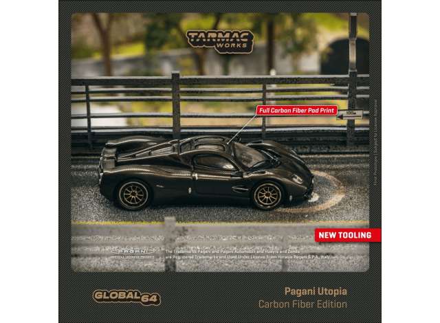 PRE-ORDER Tarmac Modeliukas Pagani Utopia, Carbon Fiber Edition, black
