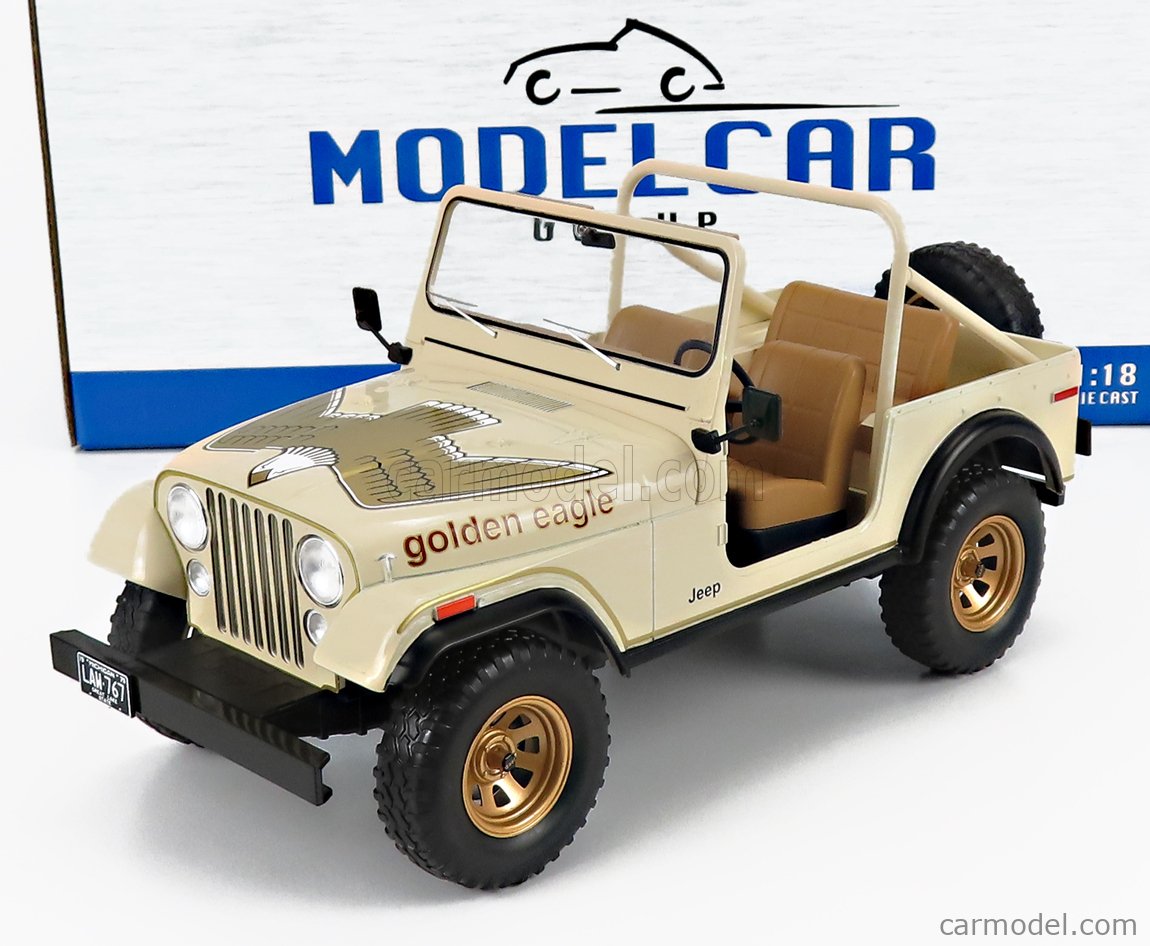 PRE-ORD3R MCG Modeliukas 1/18 1980 Jeep CJ-7 Golden Eagle, beige with decor