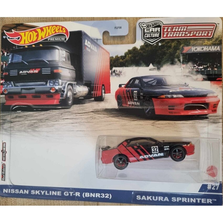 Hot Wheels Premium Modeliukas Nissan Skyline GT-R R32 Advan Team Transport (išpakuotas)