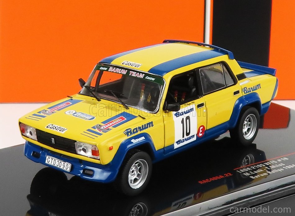 PRE-ORD3R IXO Models Modeliukas 1/43 1984 Lada 2105 VFTS #10 Barum Team Barum Rally Lank/Milos, yellow/blue