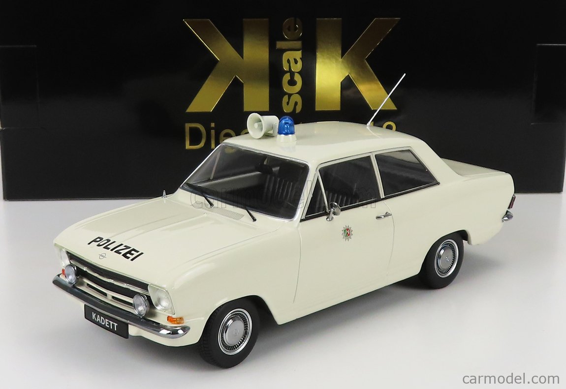 KK Scale Modeliukas 1/18 1972 Opel Kadett B Police Germany, white