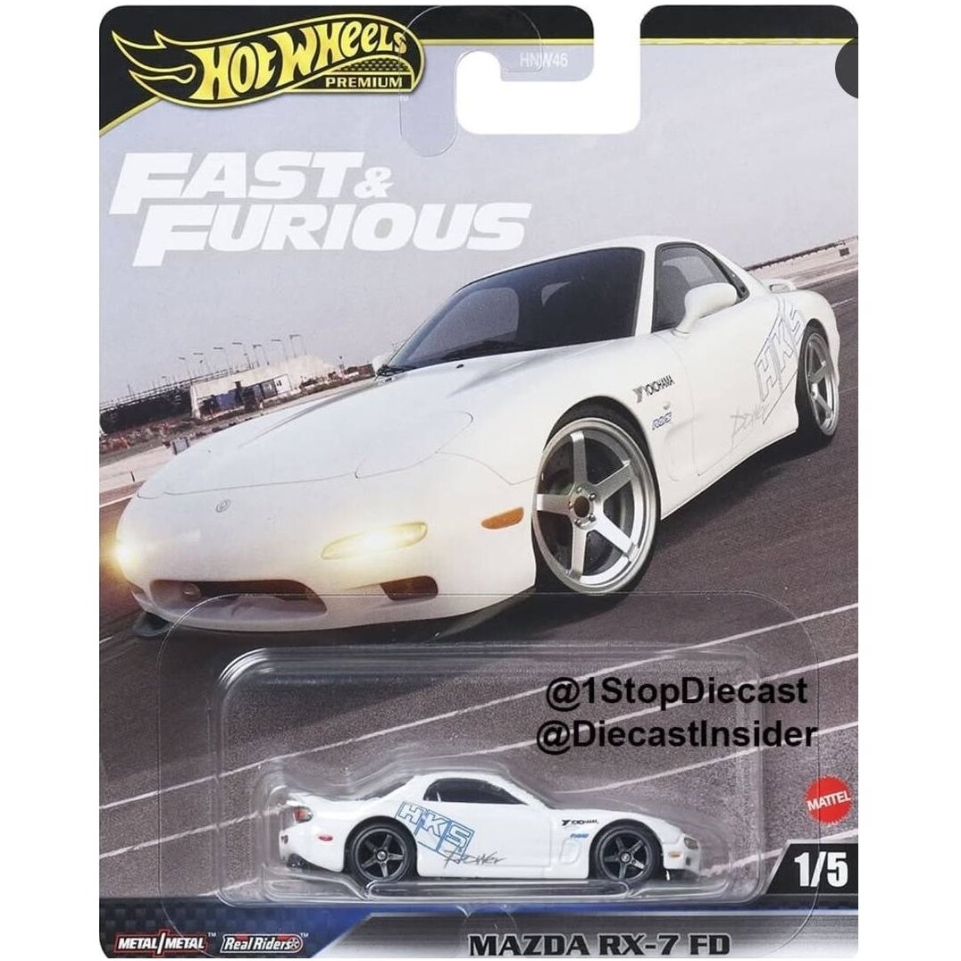 PRE-ORDER Hot Wheels Premium Fast Furious 2025 Modeliukas Mazda RX-7 FD white