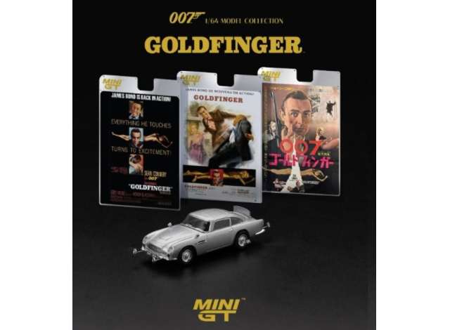 PRE-ORD3R Mini GT Modeliukas 1/64 1965 Aston Martin DB5 *Goldfinger* English Blister Packaging, silver