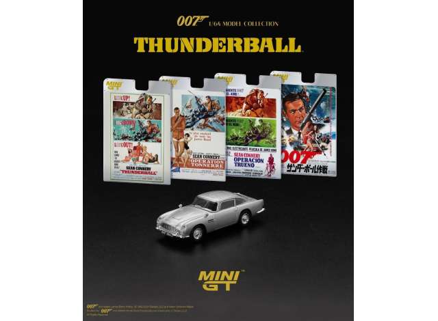 PRE-ORD3R Mini GT Modeliukas 1/64 1965 Aston Martin DB5 *Thunderball* English Blister Packaging, silver