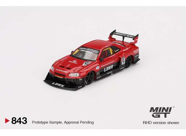 Mini GT Modeliukas 1/64 2024 Nissan Skyline GT-R (R34) Super Silhoutte, red/black