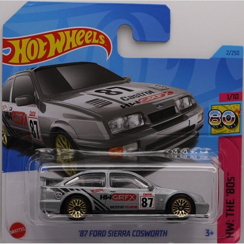 Hot Wheels Modeliukas '87 Ford Sierra Cosworth Grey Silver Short Card (yra Sandėlyje)