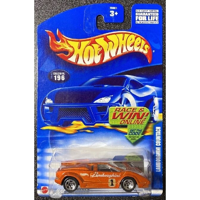 Hot Wheels MainLine Modeliukas Lamborghini Countach Orange Collector No 196 (yra Sandėlyje)