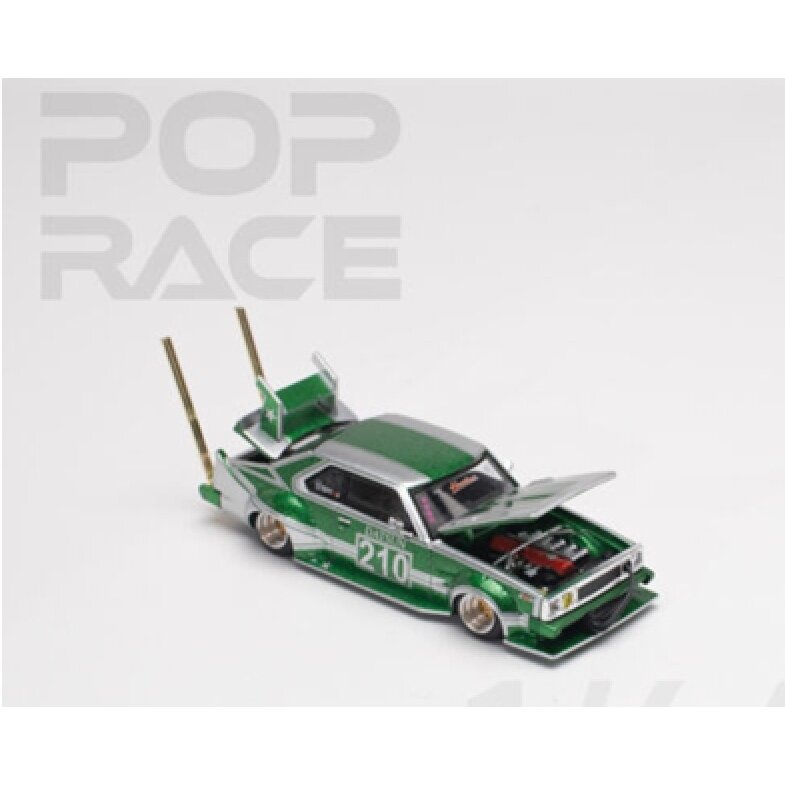 Pop Race Limited Modeliukas Skyline C210 Kaido House racer *Bosozoku Style*, silver/green (yra Sandėlyje)