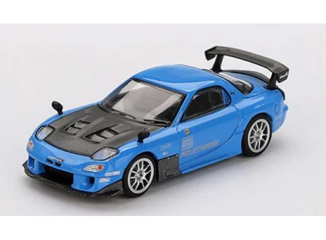 PRE-ORD3R Mini GT Modeliukas 1/64 2024 Mazda RX7 (FD3S) Re-Amemiya 20B NA 3ROTOR-7 AMA-SAN GO, blue
