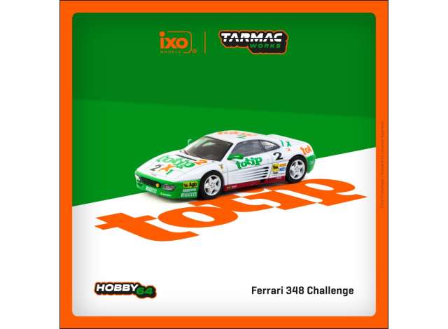 PRE-ORD3R Tarmac Modeliukas 1/64 1993 Ferrari 348 Challenge #2 Paolo Cutrera, white/green/orange