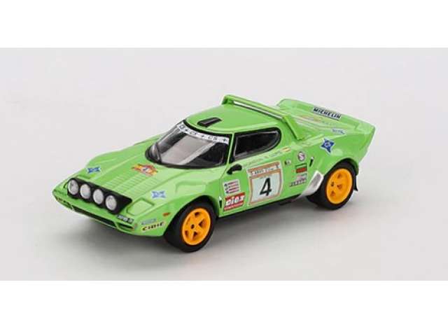 PRE-ORD3R Mini GT Modeliukas 1/64 1979 Lancia Stratos HF #4 Spanish Rally Champion, green