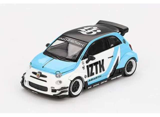 PRE-ORD3R Mini GT Modeliukas 1/64 2024 Fiat Abarth 595 LB-Works X Abas Works *IZTK*, white/blue/black