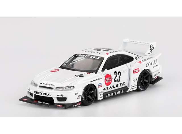 PRE-ORD3R Mini GT Modeliukas 1/64 2024 Nissan Silvia S15 LB-Super Silhouette Athlete, white