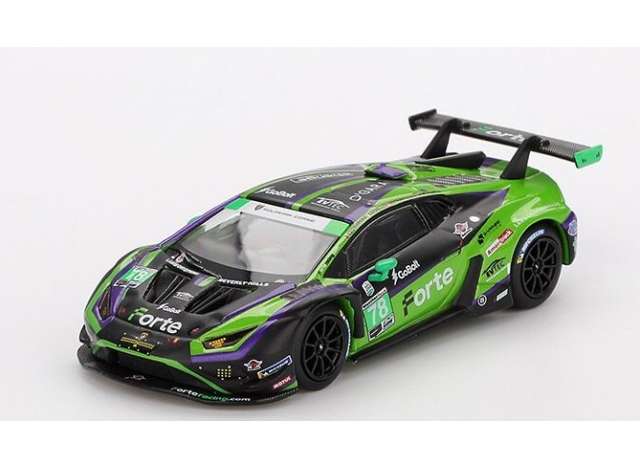 PRE-ORD3R Mini GT Modeliukas 1/64 2024 Lamborghini Huracan GT3 EVO2 #78 Forte Racing Daytona 24 hrs, green/black