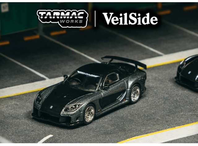 PRE-ORD3R Tarmac Modeliukas 1/64 Mazda RX-7 VeilSide Fortune7 grey metallic/black