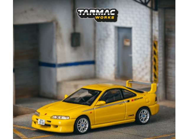 PRE-ORD3R Tarmac Modeliukas 1/64 Honda Integra TYPE R DC2 MUGEN, sunlight yellow
