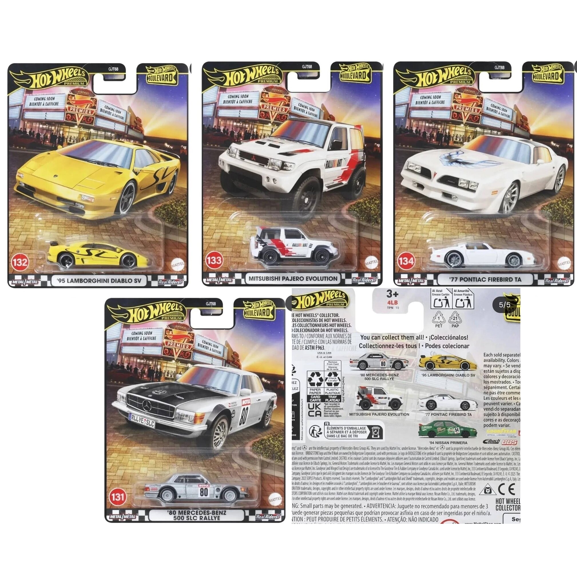 PRE ORDER Hot Wheels Boulevard 2025 Modeliukas (Lamborghini Dablo,Mitsubishi Pajero,Nissan Primera,Pontiac Firebird,Mercedes Benz 500 SLC)