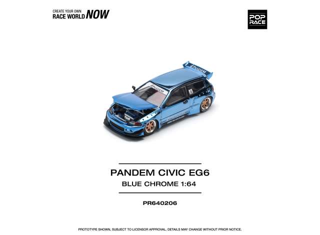 PRE-ORD3R Tarmac Modeliukas 1/64 Pandem Civic EG6, blue chrome