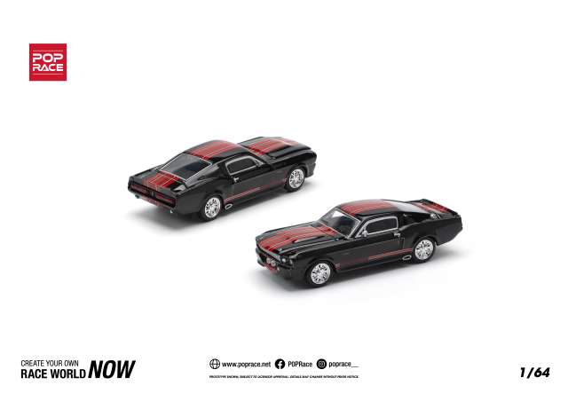 PRE-ORD3R Tarmac Modeliukas 1/64 Shelby Mustang GT500, dark chrome/red