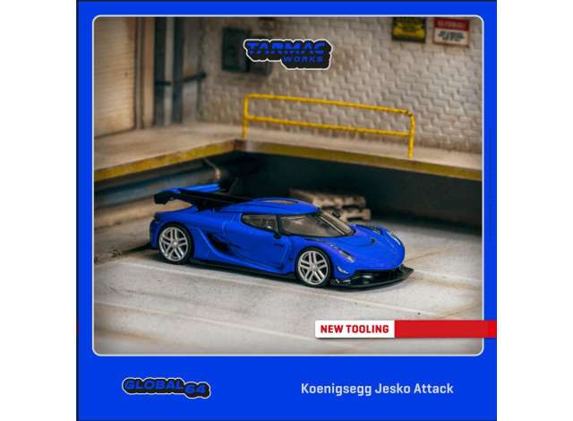 PRE-ORD3R Tarmac Modeliukas 1/64 Koenigsegg Jesko Attack, blue
