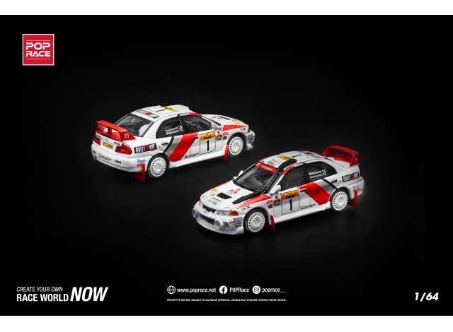 PRE-ORD3R Tarmac Modeliukas 1/64 Mitsubishi Lancer Evolution IV, #1 Safari Rally Kenya 1998, white/red