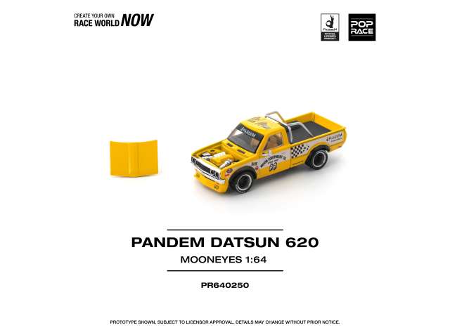 PRE-ORD3R Tarmac Modeliukas 1/64 Pandem Datsun 620 *Mooneyes*, yellow/black
