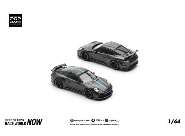 PRE-ORD3R Tarmac Modeliukas 1/64 992 Stinger GTR, carbon edition with blue line
