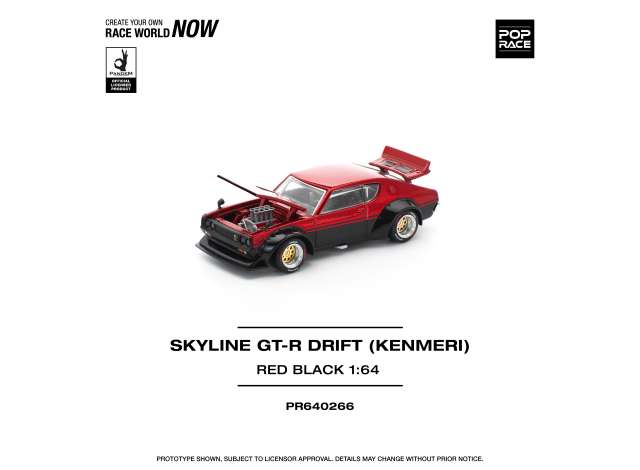PRE-ORD3R Tarmac Modeliukas 1/64 Skyline GT-R Drift *KENMERI*, red/black